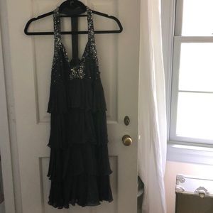 French Connection navy sequin ruffle dress